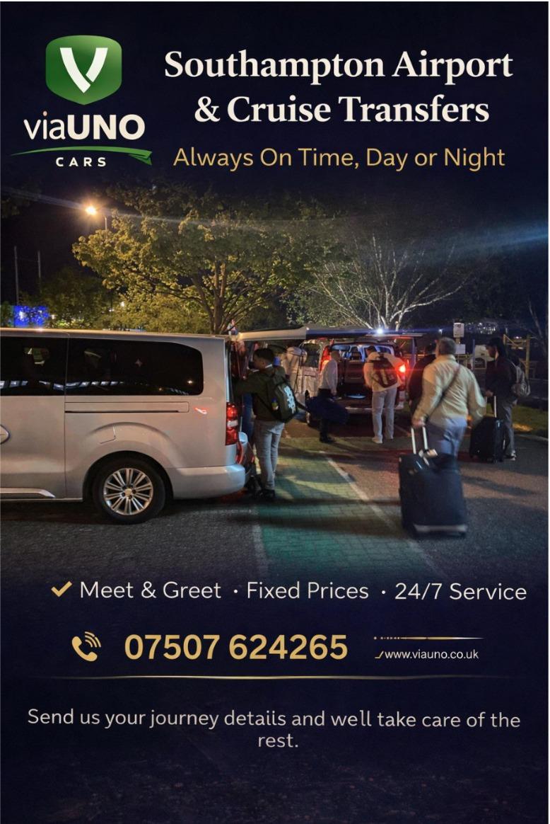 viaUNO Cars — Southampton airport & cruise transfers, always on time, day or night